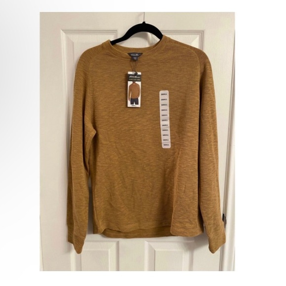 Eddie Bauer Other - Eddie Bauer Double Knit Crew Dull Gold Long Sleeve Shirt Size Small Cabincore